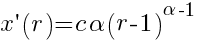 x prime(r)=c alpha(r-1)^{alpha-1}